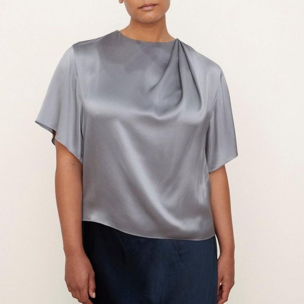 VINCE Flutter-Sleeved Silk Blouse (Sz M) NWT